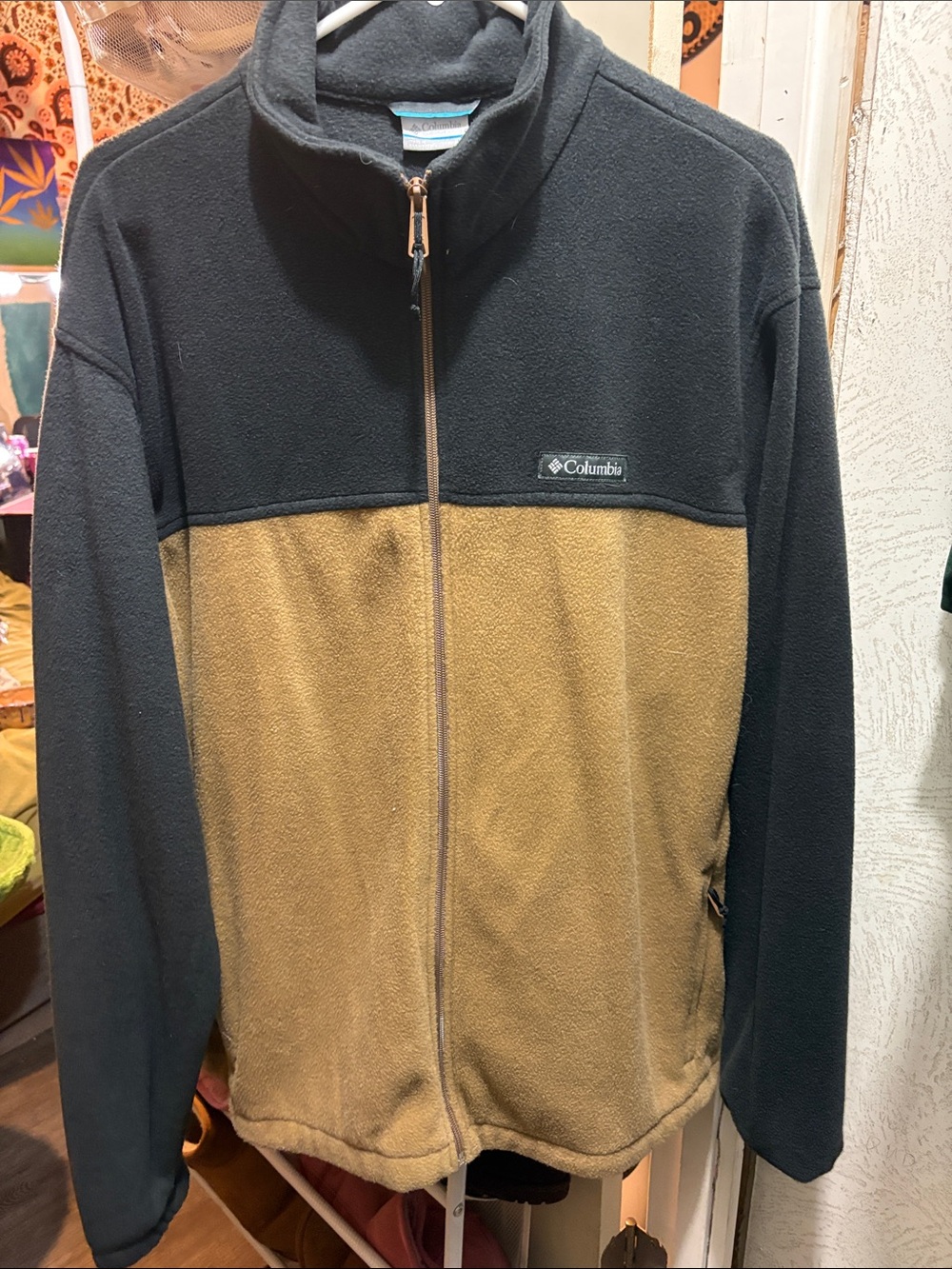 Columbia Men’s Two-Tone Full-Zip Fleece Jacket - Black & Brown